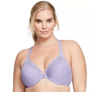 Plus Size Glamorise Full Figure Front-Closure T-Back WonderWire Underwire Bra